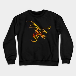 Flying Dragon in Tattoo/Tribal Style, Gold with Red accents Crewneck Sweatshirt